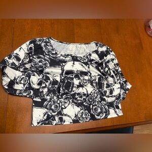 Amazon Black and White Skull Crop Top